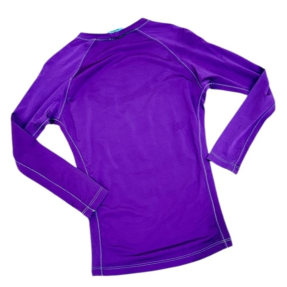 Letarte Purple Kids Swim Shirt rashguard turquoise Smiley Face upf 50 size 14 - Picture 2 of 4
